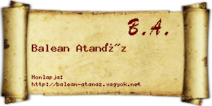 Balean Atanáz névjegykártya